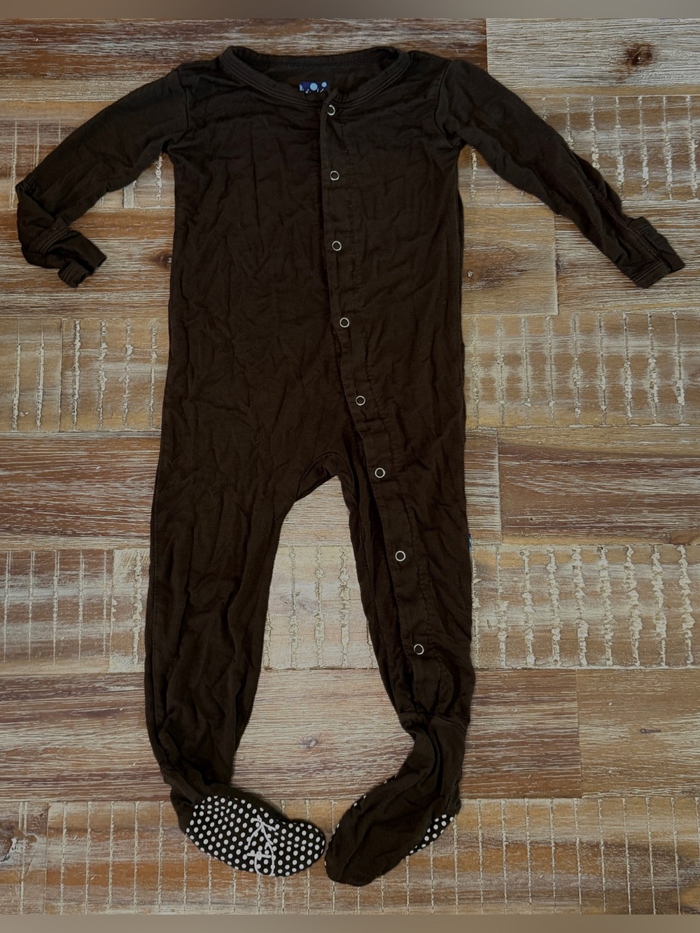 Kickee Pants viscose bamboo basic footie snap closure sleeper brown 12-18m